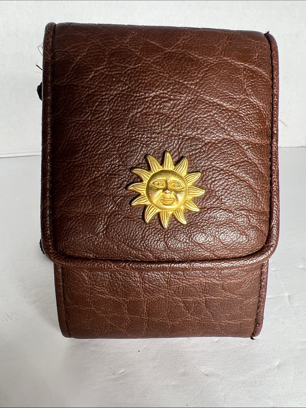 Vintage Brown Wallet Sun Decal Crossbody